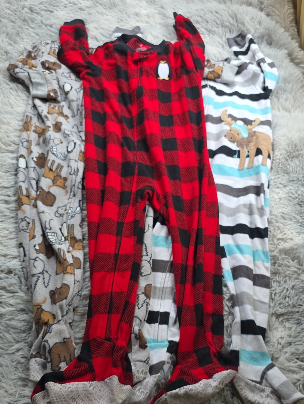 Carter's Red and Black Buffalo Plaid Kids One-Piece Footed Pajamas